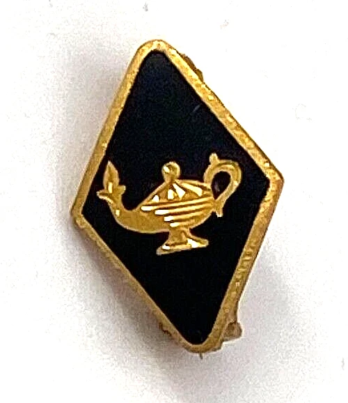 Vintage Delta Zeta Sorority Pin Gold Tone Black Enamel Lamp Lantern Greek