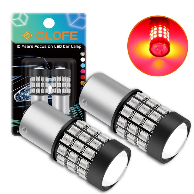 2x 1156 LED Red Strobe Flashing Blink 3 Times Brake Tail Light Bulbs Lamp Safety