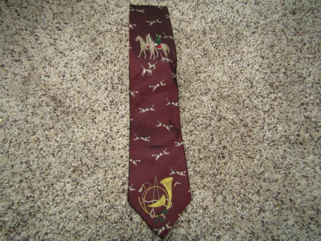 Polo Ralph Lauren Silk Tie Woven Twill Horse Hunting Dog Fox Horn Vtg Wine Tie Polo Ralph Lauren Silk Tie Woven Twill Horse Hunting Dog Fox Horn Vtg Wine Tie