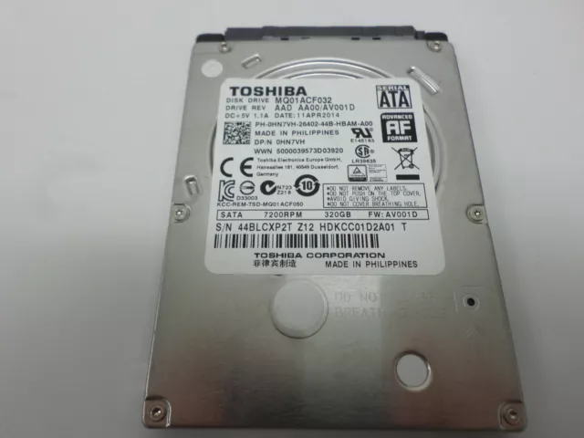 Dell Toshiba MQ01ACF032 320GB 7.2K 2.5″ SATA Laptop Hard Drive HN7VH