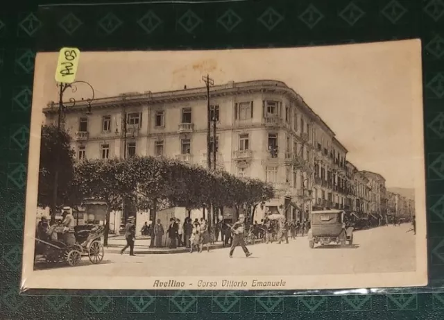 CARTOLINA AVELLINO: "Corso Vittorio Emanuele" ANIMATA CON CARROZZE e AUTO