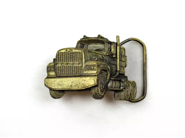 Vintage 80's 1981 Cut-Out Semi Truck  Brass Great American Belt Buckle USA Made