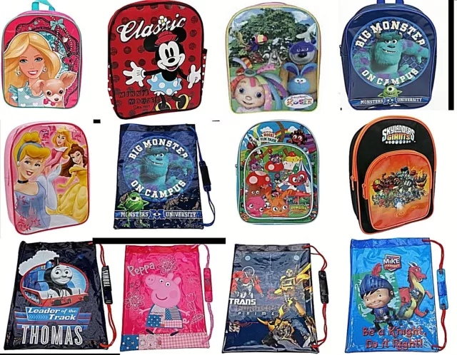 Disney Backpack Sports School Trainer Gym Swim Kit Lunch Character Bag