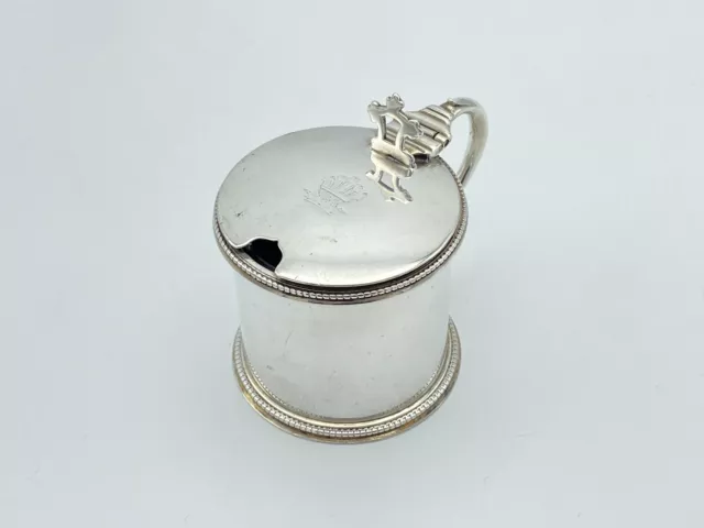 Large Victorian Sterling Silver Mustard Pot With Original Glass Liner 1879