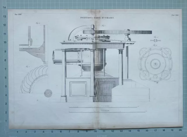 1847 Ingeniería Estampado FOURNEYRO'S Turbina At St Blazien Diagramas Plan