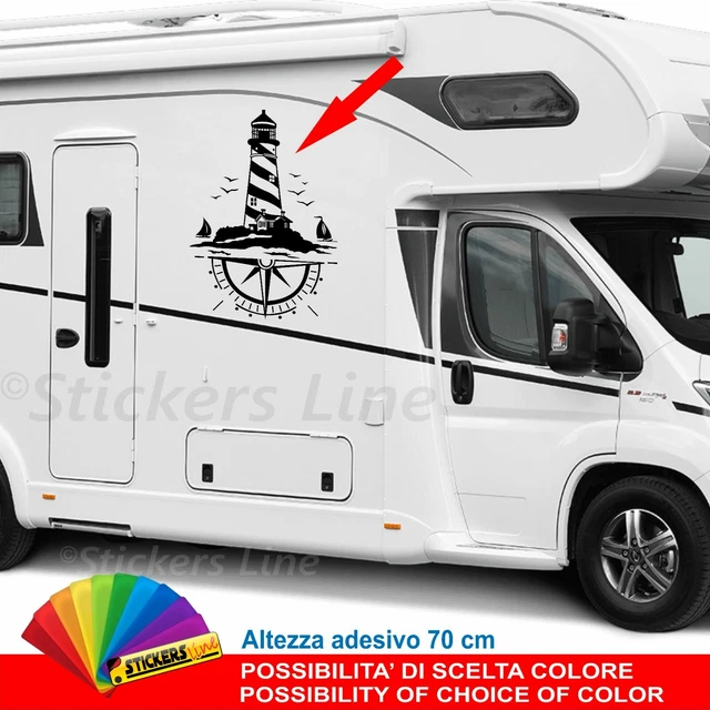 Acquista Caravan Camper Camper Adesivi Per Il Corpo Albero Di Cocco Bussola Decalcomanie Grafiche Nero In Italia A Partire Da 5.04 - Foto 9