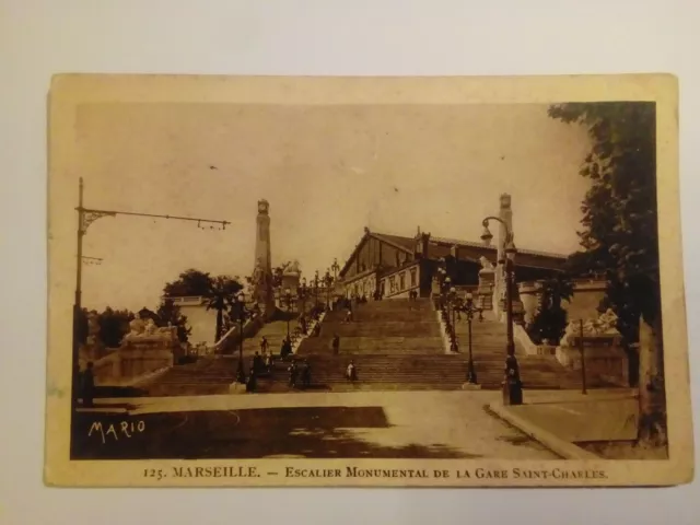 Cpa Marseille Escalier Monumental de la gare St Charles