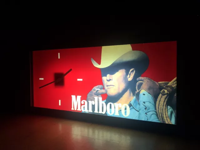 Rare Original Sammler Marlboro Zigaretten Licht Reklame Uhr No Emailschild