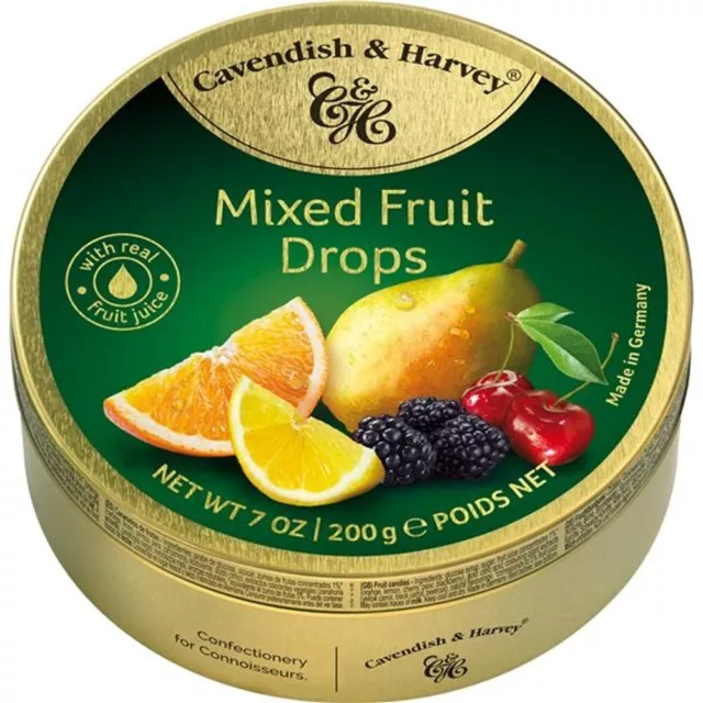 Cavendish & Harvey Mixed Fruit Drops Tin 200g X 10 Pack
