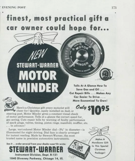 1951 Stewart Warner Motor Minder Santa Ornament Performance Vintage Print Ad SP5
