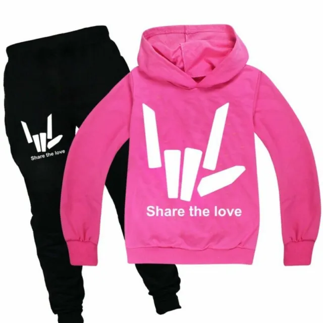 Kids Share the love Hoodie Jumper Tops Pants Outfits Sets Boys Tracksuit Youtube 10