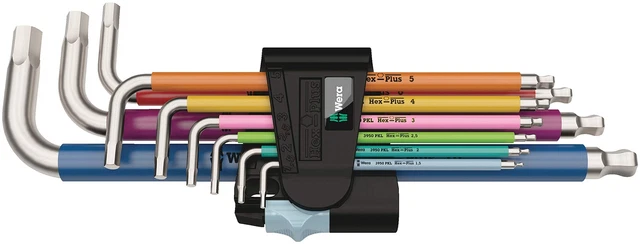 Wera 05022669001 Juego de llaves en L 3950 Spkl/9 SM métrica de acero inoxidable, MULTI