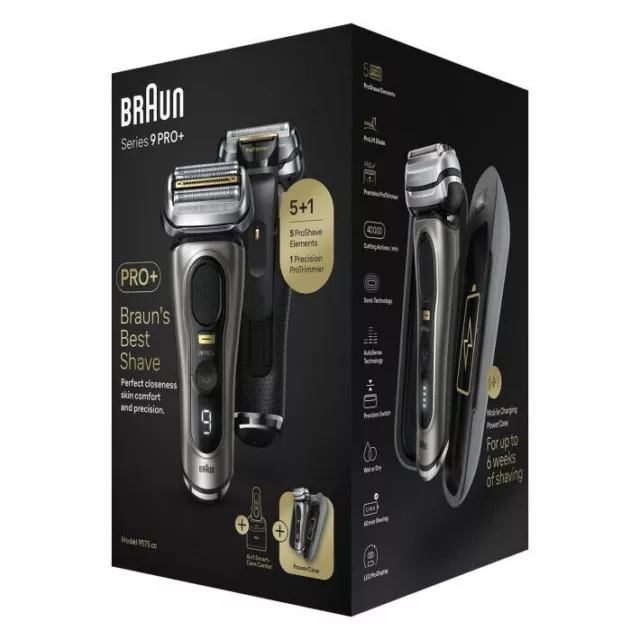 Braun Series 9 Pro+ Shaver with Cleaning, Charging Station & Power Case 9477cc