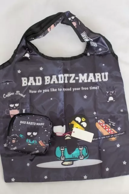 Sanrio  Bad Badtz Maru polyester  bag Foldable Reusable Grocery Shopper black