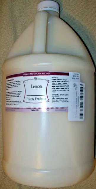 LorAnn Oils 1 Gallon (128oz) All-Natural Lemon Bakery Emulsion Flavoring (D1)