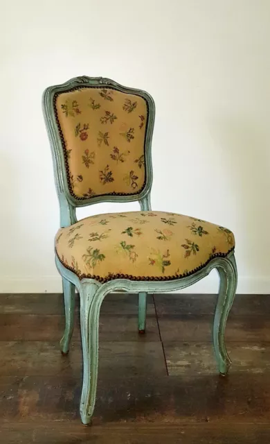 chaise ancienne style louis xv patinée tapisserie d'origine toile de jute