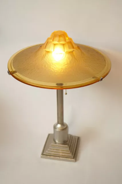 Einzelstück Art Deco Tischlampe "HONEY SHADOW" vernickelt Stahl Sammler 2