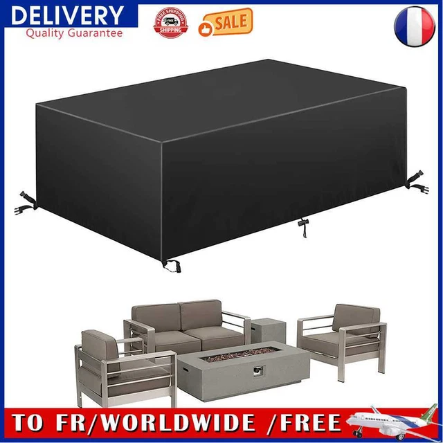 210D Oxford Dust Proof Cover Wind-Proof Table Cover for Balcony (213x132x74CM)