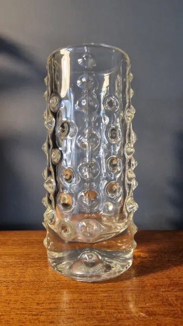 Sklo Union Heřmanova Hut  Pavel Panek Chzec Spike Clear Retro Glass Vase