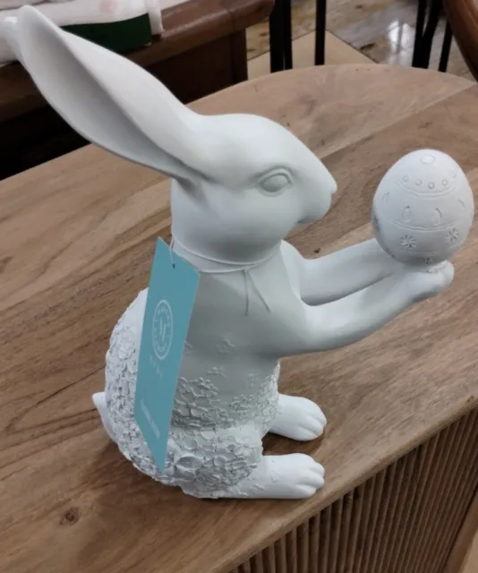 Easter Martha Stewart Bunny Rabbit Holding Flower Resin Figurine Statue  11.5