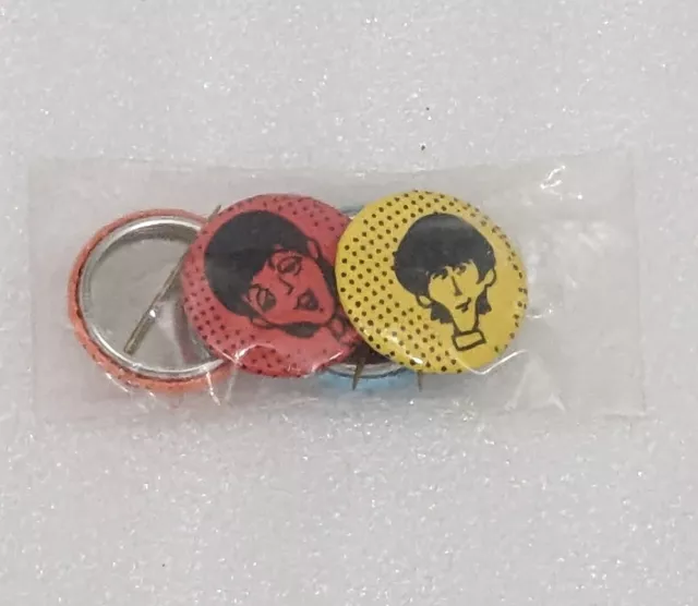 Vintage Beatles John, Paul, George, Ringo Caricatures Buttons Collectible