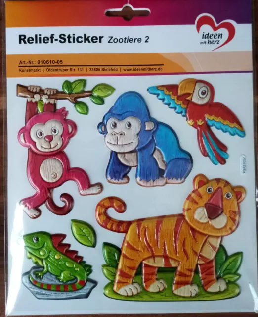 1  - Relief Sticker in Holz - Optik +++ ZOOTIERE  2 + Selbsklebend + Jittenmeier