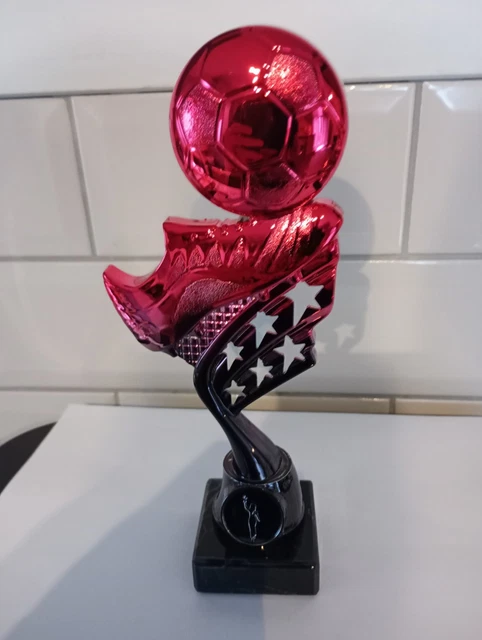 FOOTBALL RED/BLACK Figure Trophy. New 2026. Free Engraving. 9 Incgs £9. ...