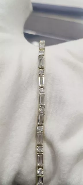 9Ct Baguette Lab Created Diamond Women's Tennis Bracelet 14K White Gold Plated