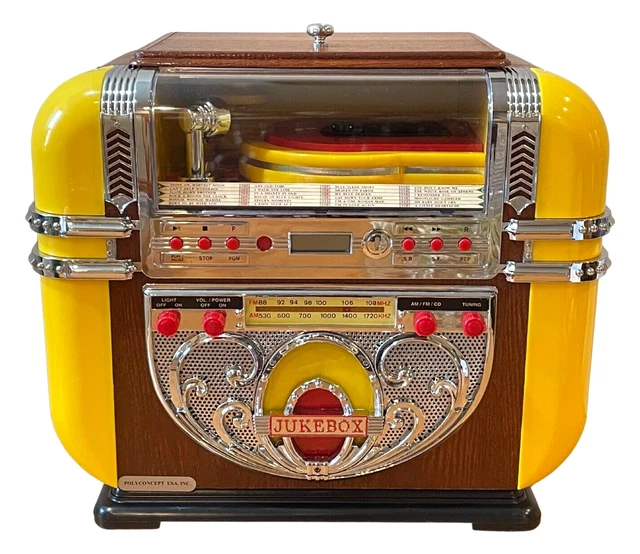 Vintage Polyconcept USA Jukebox Style AM/FM Radio CD Player Stereo Wood Cabinet