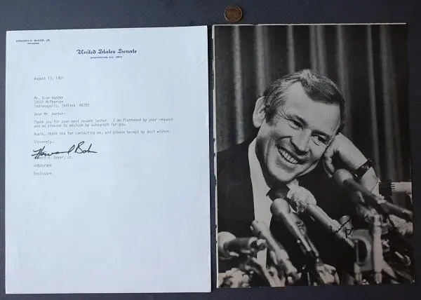 1967-85 Tennessee Senator Howard Baker signed autographed letter & large photo-