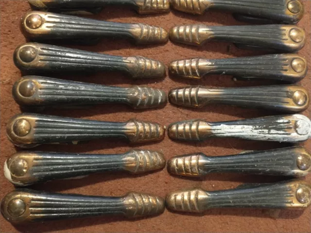 30 Vintage Art Deco Coppered Cast Iron Stair Clips / Carpet Runner Grips