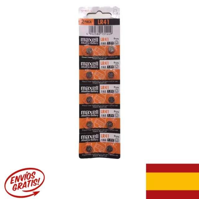 10 x LR41 Pilas BOTÓN MAXELL LR41 AG3 ALCALINAS Calculadoras - Relojes