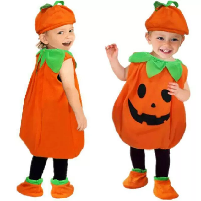 Kid's Toddler Halloween Pumpkin Cosplay Costume Dressing Up Outfit Sets Clothing