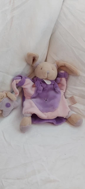 Doudou Et Compagnie Marionnette Lapin Mauve Violet Rose Bebe - Tbe-