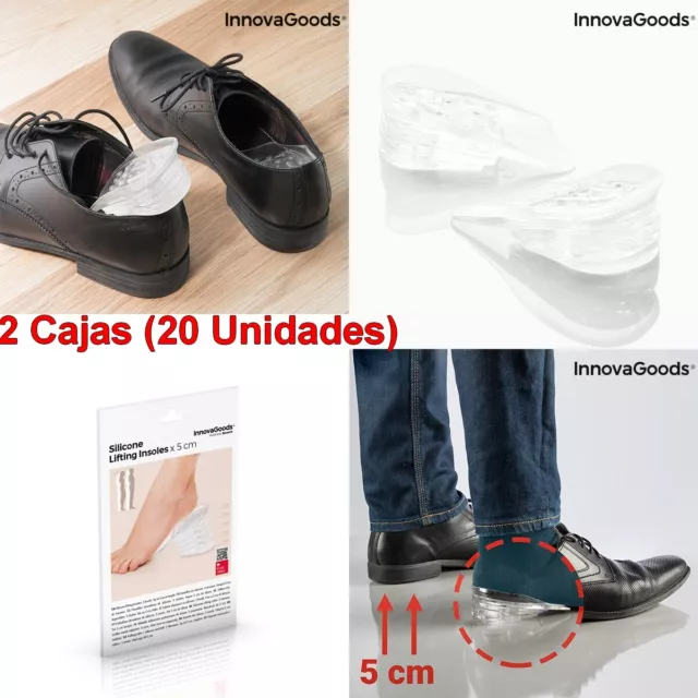 2 Cajas total 20 Plantillas (10 para cada pie)elevadoras taloneras silicona 5 cm