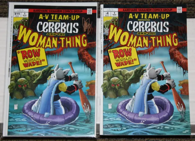 Cerebus In Hell(#72) AV Team Up Cerebus & The  Woman-Thing #1  Reg & SIGNED Ed.