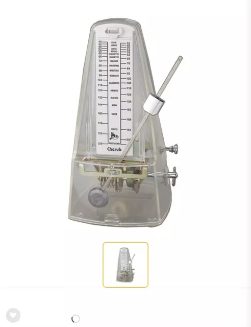 Cherub WSM-330 White | High Accuracy Mechanical Metronome Transparent