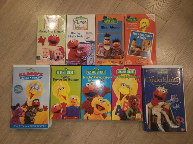 SESAME STREET & Elmo's World VHS lot, Record & Book Set, Match Game $85