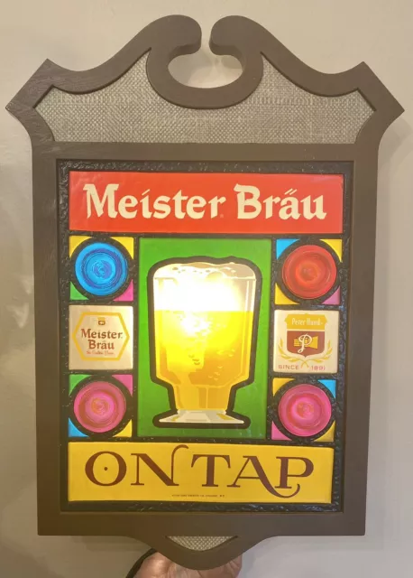 Older Meister Brau “On Tap” Lighted  Beer Sign Peter Hand Brewery Tavern Bar Pub