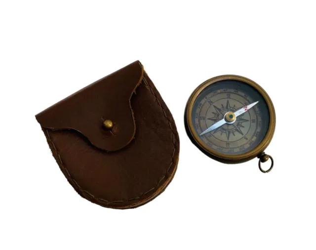 Antiques Royal Navy London 1820 Maritime Pocket Compass Made With Case