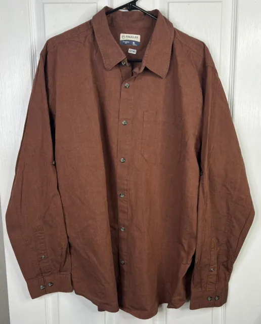 MENS MAGELLAN OUTDOORS Shirt Long Sleeve Button Down Rust Brown Color Size  XL $19.77 - PicClick
