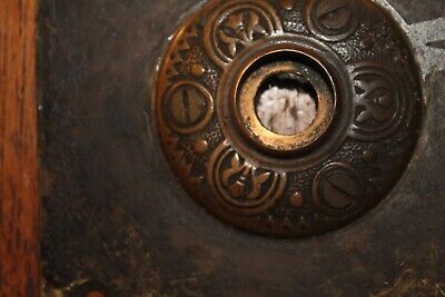 Antique Victorian Era Ornate Brass Door Escutcheon Plate 4'" Square 3