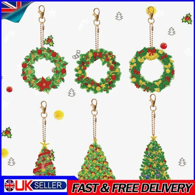 Double Sided Rhinestone Pendant Ornament Xmas Tree Special Shape 6PCS UK