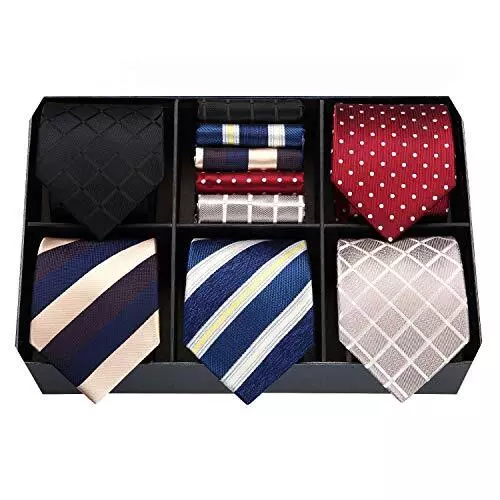 Lot 5 PCS Classic Formal Elegant Men's Silk Tie Set Necktie & Pocket