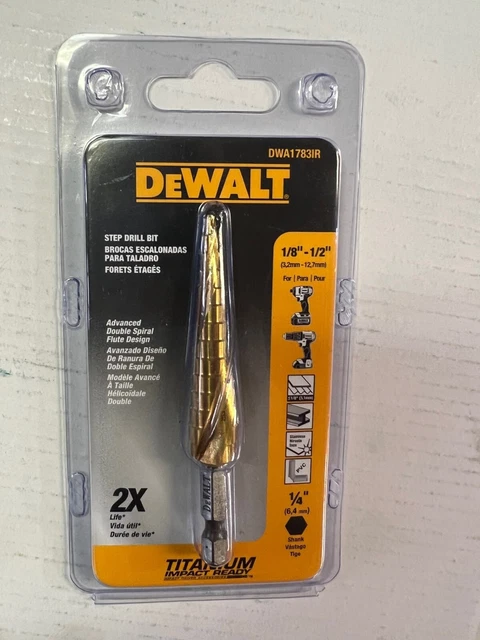 DEWALT DWA1783IR Step Drill Bit, Impact Ready, 1/8-Inch-1/2-Inch