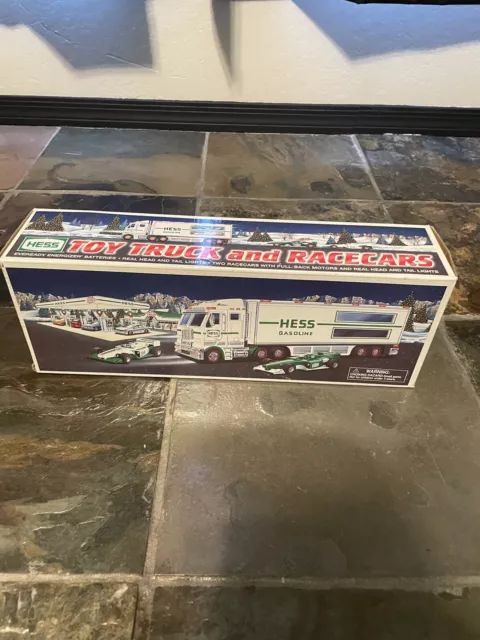 2003 hess toy truck and race cars