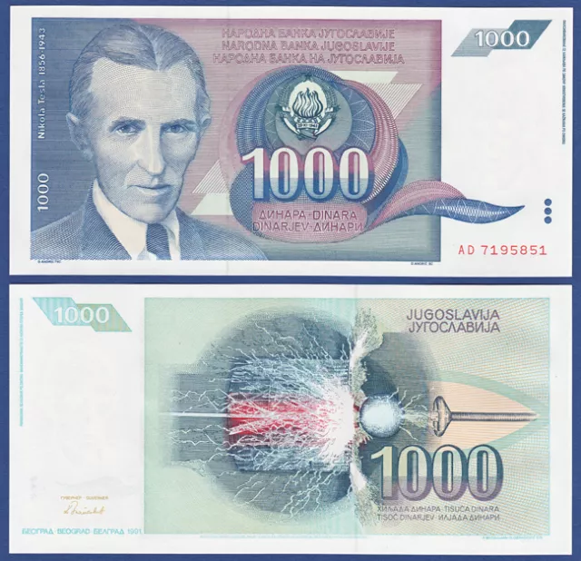 JUGOSLAWIEN / YUGOSLAVIA 1000 Dinara 1991  UNC  P.110