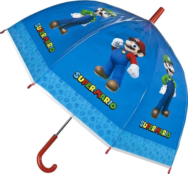 Ombrello Manuale Cupola 46cm Super Mario Antivento con Apertura di Sicurezza
