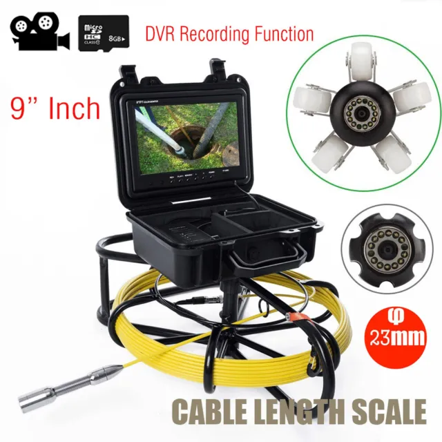 9" Inch DVR Monitor 23mm Endoscope Sewer Drain Camera Portable Inspection System