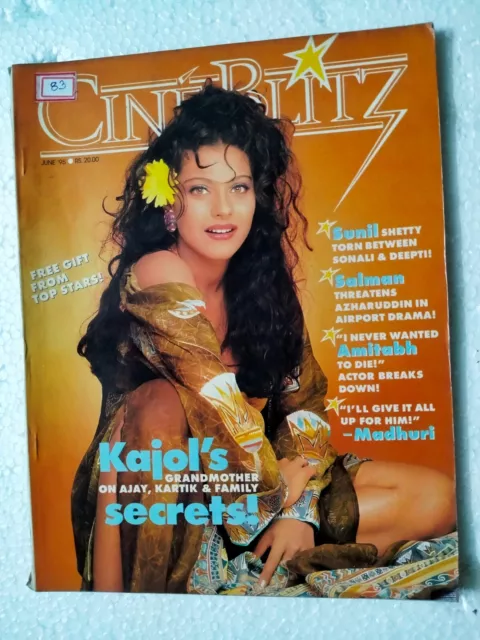 Revista Cineblitz 1995 Kajol Amitabh Akshay Madhuri Mithun Tabu Juhi Bollywood